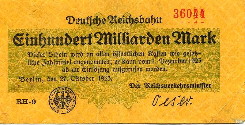 100 млрд. немецких марок образца 1923 года