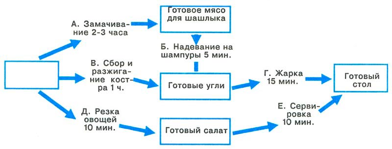 Схема процесса приготовления шашлыка