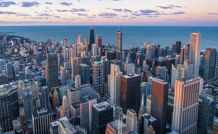 Вид на небоскребы Чикаго, США