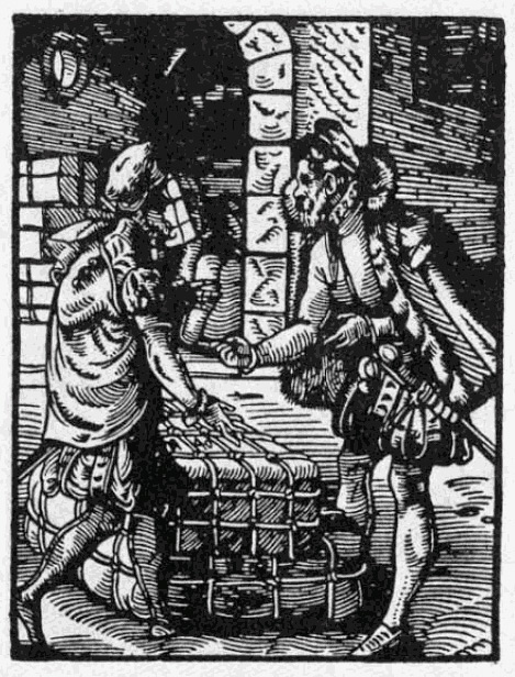 Торговля в Германии, гравюра 1568 года