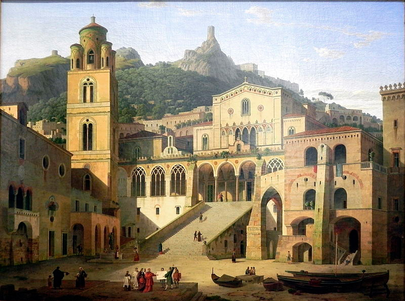 Крупный торговый порт Италии — г. Амальфи (картина немецкого художника Лео фон Кленце)